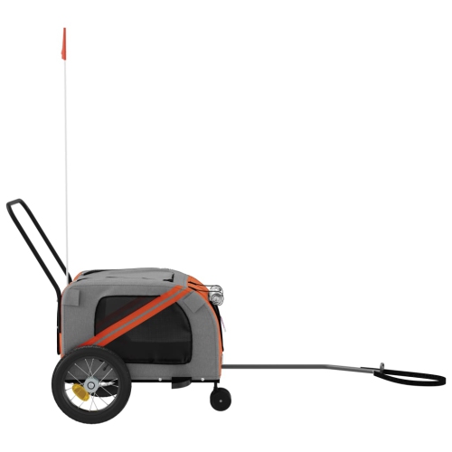 vidaXL Pet Bike Trailer Orange and Black Oxford Fabric and Iron