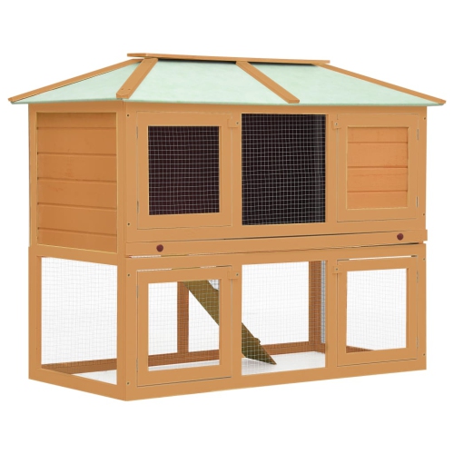 Image 1 of 7.. vidaXL Animal Rabbit Cage Double Floor Solid Fir Wood
