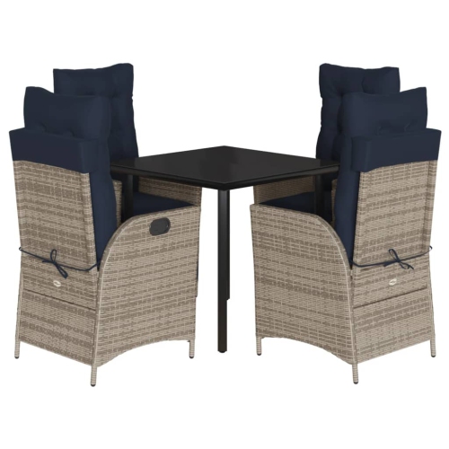 VIDAXL  5 Piece Garden Dining Set With Cushions Poly Rattan In Grey