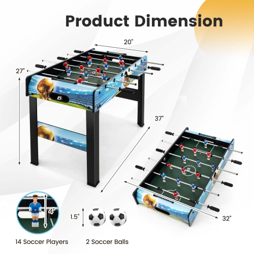 Costway 37 Inches Foosball Table with Removable Legs, 2 Balls and 2 Manual Scorers