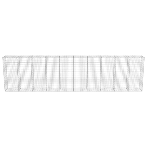 vidaXL Gabion Basket with Lids, Galvanized Steel Gabion Wall, Gabion Cage, 236,2"x19,7"x59,1"