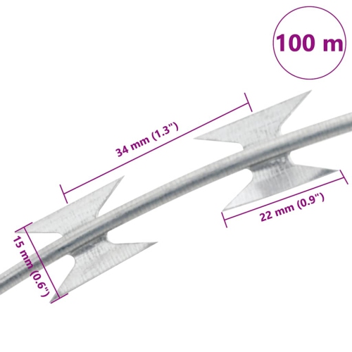 vidaXL BTO-22 Clipped Concertina Razor Wire Galvanised Steel 100 m