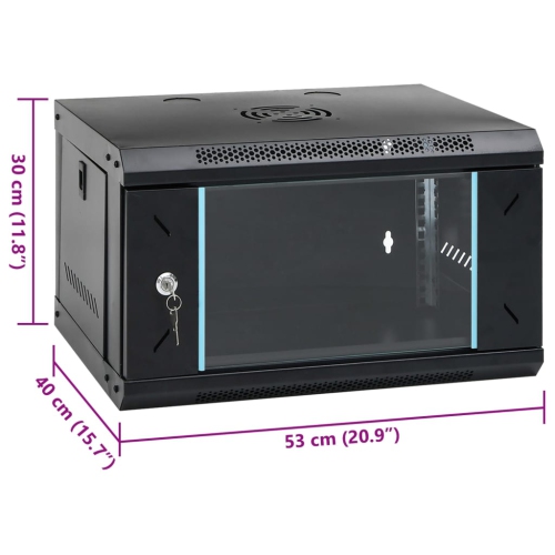 vidaXL 6U Wall Mounted Network Cabinet 19" IP20 53x40x30 cm