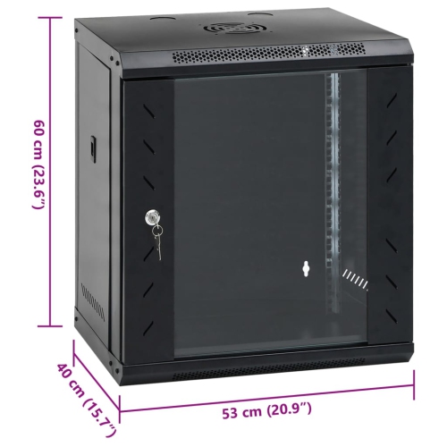 vidaXL 12U Wall Mounted Network Cabinet 19" IP20 53x40x60 cm