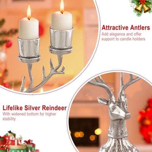 Costway Reindeer Candle Holder for Tealight Aluminum Christmas Ornament for 4 Candles