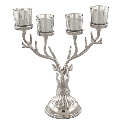 Costway Reindeer Candle Holder for Tealight Aluminum Christmas Ornament for 4 Candles
