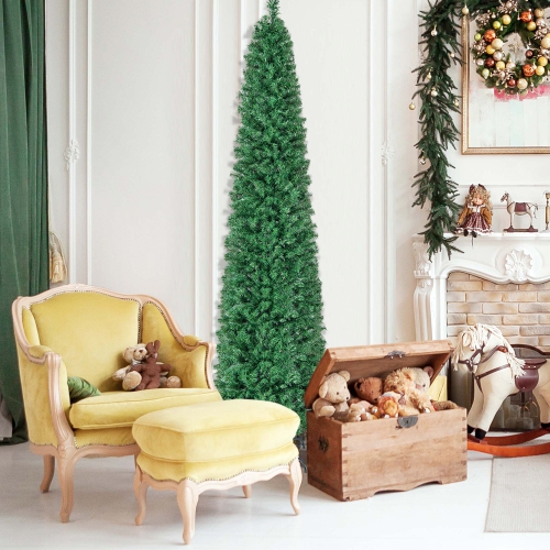 Arbre de Noël artificiel illuminé de 8 pi avec fibres optiques colorées et 889 embouts de branches en PVC de Costway