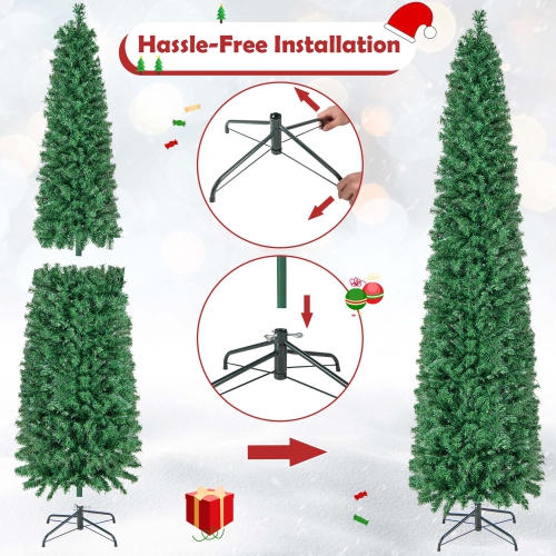 Arbre de Noël artificiel illuminé de 8 pi avec fibres optiques colorées et 889 embouts de branches en PVC de Costway
