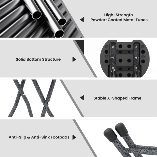 Costway 2 PCS 18"H Folding Stool Portable & Foldable Camping Chair with Built-in Handle Black