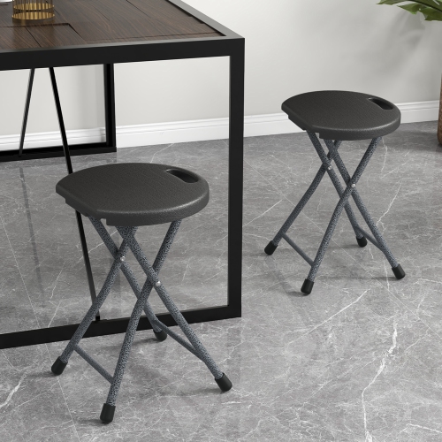 Costway 1 PCS 18"H Folding Stool Portable & Foldable Camping Chair with Built-in Handle Black