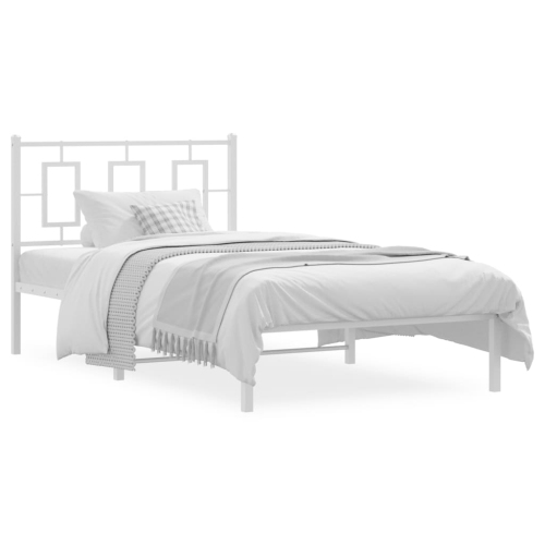 Image 1 de 8.. Cadre de lit en métal vidaXL sans matelas avec tête de lit blanc 100 x 200&nbsp;cm