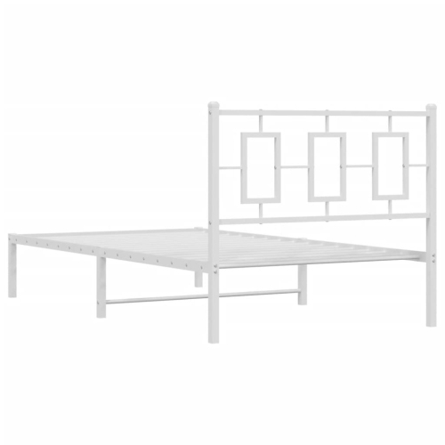 Cadre de lit en métal vidaXL sans matelas avec tête de lit blanc 100 x 200 cm
