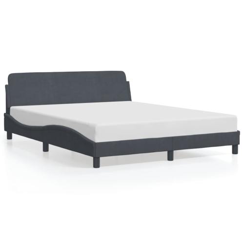 VIDAXL  Bed Frame "dover" Dark 152X203 Cm Velvet In Grey