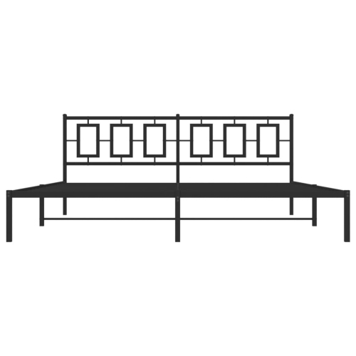 Cadre de lit en métal vidaXL sans matelas avec tête de lit noire 193 x 203&nbsp;cm