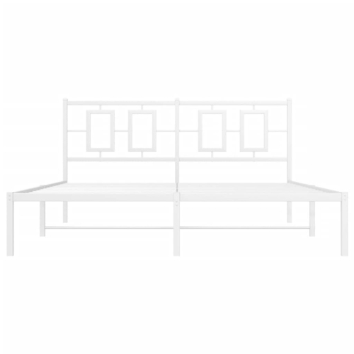 vidaXL Metal Bed Frame without Mattress with Headboard White 150x200cm