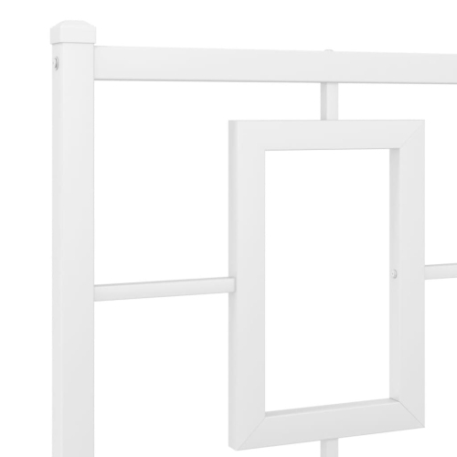 vidaXL Metal Bed Frame without Mattress with Headboard White 150x200cm
