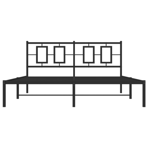 vidaXL Metal Bed Frame without Mattress with Headboard Black 150x200cm