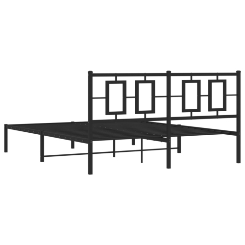 vidaXL Metal Bed Frame without Mattress with Headboard Black 150x200cm