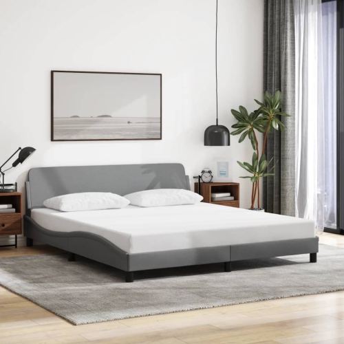 vidaXL Bed Frame "Dover" Light Grey 183x213 cm Fabric