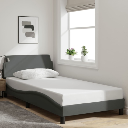 vidaXL Bed Frame "Dover" Dark Grey 100x190 cm Fabric