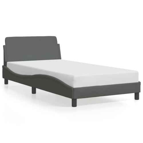 Image 1 de 7.. Cadre de lit vidaXL «&nbsp;Dover&nbsp;», tissu 203&nbsp;cm gris foncé 100&nbsp;po