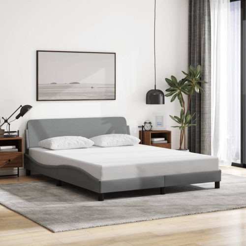 vidaXL Bed Frame "Dover" Light Grey 152x203 cm Fabric