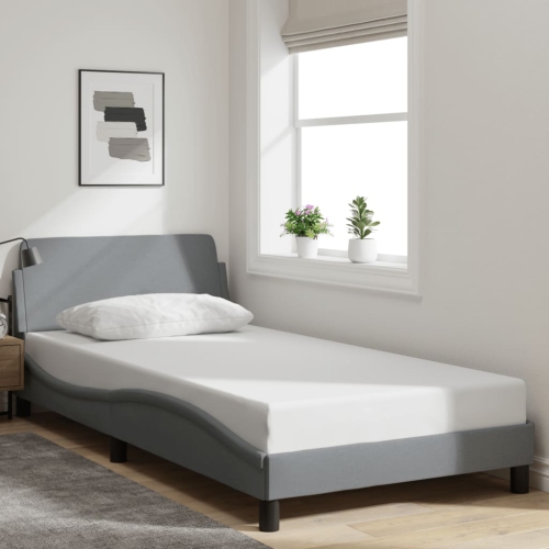 Cadre de lit vidaXL «&nbsp;Dover&nbsp;», tissu 203&nbsp;cm 100&nbsp;po gris clair