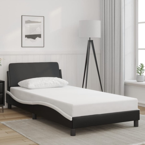 Cadre de lit vidaXL « Dover » en similicuir 203 cm noir et blanc 100 po