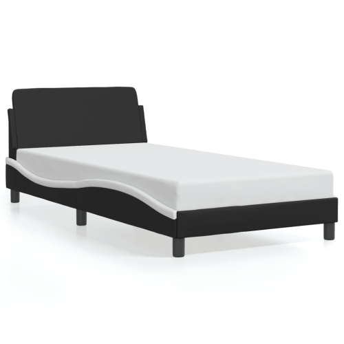 vidaXL Bed Frame without Mattress Black and White 100x190 cm Faux Leather