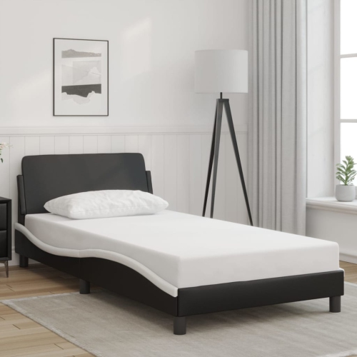 Cadre de lit vidaXL « Dover » en similicuir 190 cm noir et blanc 100 po