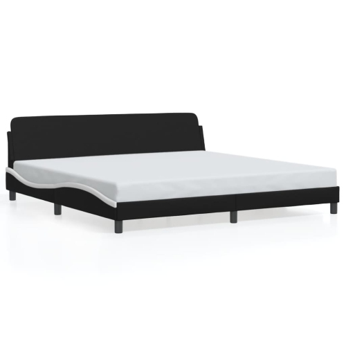 vidaXL Bed Frame "Dover" Black and White 193x203 cm Faux Leather