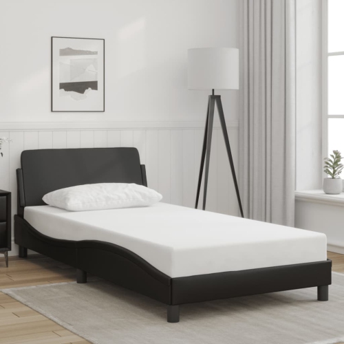 Cadre de lit vidaXL « Dover » en similicuir noir 100 po 190 cm