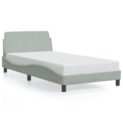 vidaXL Bed Frame "Dover" Light Grey 100x190 cm Velvet