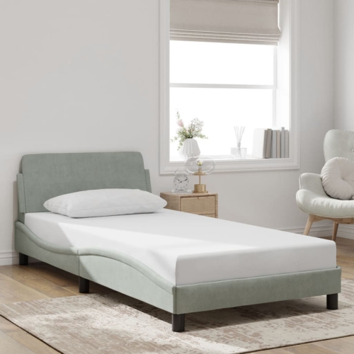 vidaXL Bed Frame "Dover" Light Grey 100x203 cm Velvet