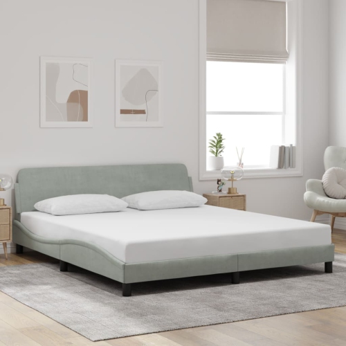 vidaXL Bed Frame "Dover" Light Grey 183x213 cm Velvet
