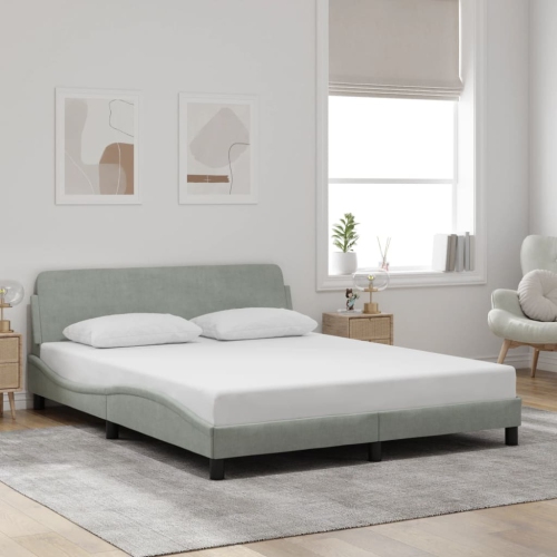 vidaXL Bed Frame "Dover" Light Grey 152x203 cm Velvet