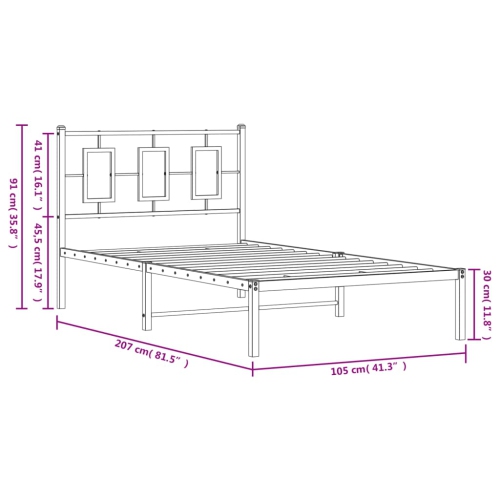 vidaXL Metal Bed Frame without Mattress with Headboard Black 100x200cm