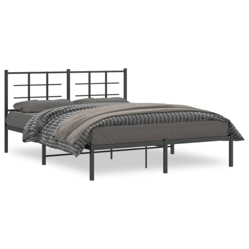 Image 1 de 8.. Cadre de lit en métal vidaXL sans matelas avec tête de lit noir 150x200&nbsp;cm
