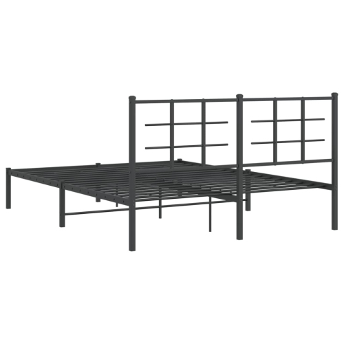 Cadre de lit en métal vidaXL sans matelas avec tête de lit noir 150x200&nbsp;cm