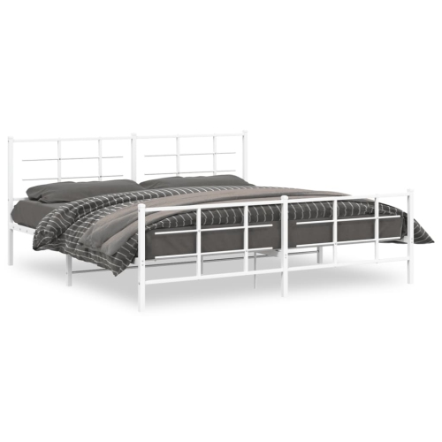 Image 1 de 8.. Cadre de lit en métal vidaXL sans matelas avec pied de lit blanc 193x203&nbsp;cm