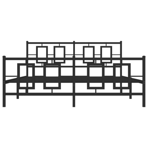 vidaXL Metal Bed Frame without Mattress with Footboard Black 150x200cm