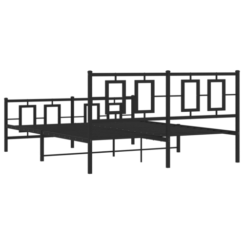 vidaXL Metal Bed Frame without Mattress with Footboard Black 150x200cm
