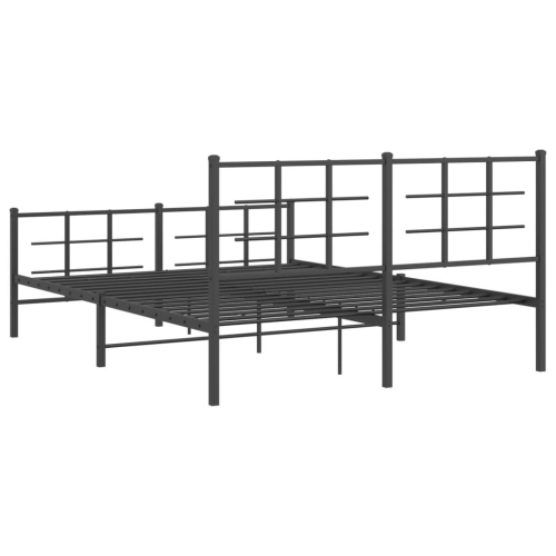 Cadre de lit en métal vidaXL sans matelas avec pied de lit noir 150x200&nbsp;cm