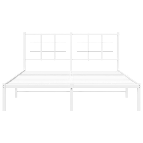 vidaXL Metal Bed Frame without Mattress with Headboard White 150x200cm