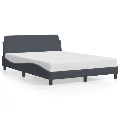 Image 1 of 7.. vidaXL Bed Frame "Dover" Dark Grey 137x190 cm Velvet