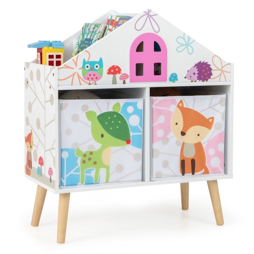 Image 1 of 10.. Costway Kids Dollhouse Bookshelf Toddler Book & Toy Storage Display Organizer Ideal Gift