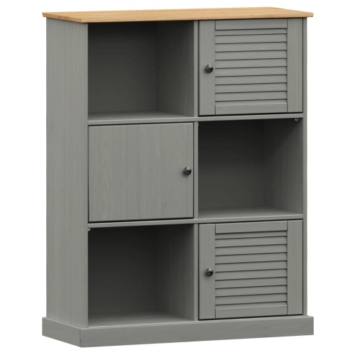 Image 1 of 8.. vidaXL Bookcase VIGO Grey 90x35x114.5 cm Solid Wood Pine