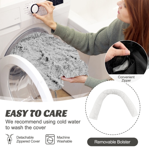 Costway Plush Calming Dog Couch Bed with Anti-Slip Bottom Plush Mat for Medium Dogs & Cats Gray