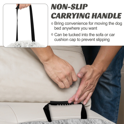 Costway Plush Calming Dog Couch Bed with Anti-Slip Bottom Plush Mat for Small Dogs & Cats Gray