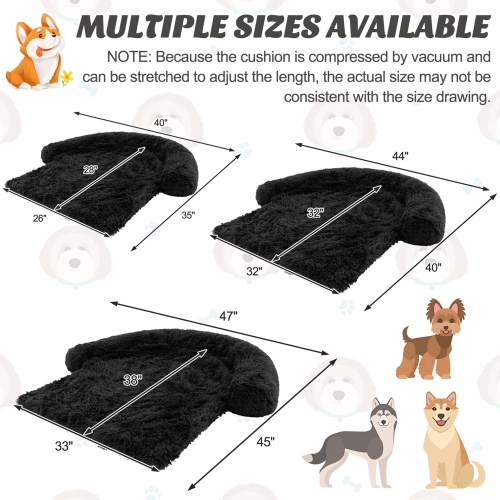 Costway Plush Calming Dog Couch Bed with Anti-Slip Bottom Plush Mat for Large Dogs & Cats Black